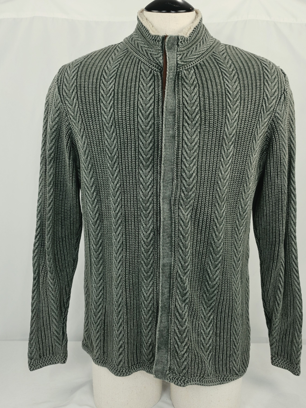 Carbon2Cobalt Mens Timberline  Cable Knit Full Zip Sweater